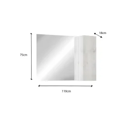 Autres Ensemble salle de bain, meuble+miroir+vasque BASIC pin blanc, 110 x 78 x 45 cm* Meuble De Salle De Bains Faible Profondeur