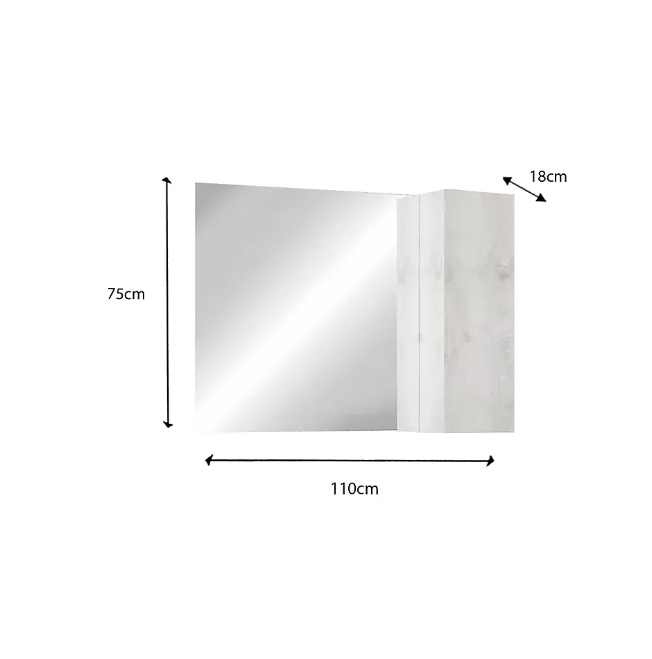 Autres Ensemble salle de bain, meuble+miroir+vasque BASIC pin blanc, 110 x 78 x 45 cm* Meuble De Salle De Bains Faible Profondeur