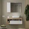 Azura Home Design Ensemble salle de bain meuble suspendu+miroir+vasque HAMBURG blanc brillant, Kadiz 110 x 47 x 49 cm