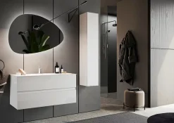 Autres Ensemble salle de bain START blanc brillant, 101 x 53 x 47 cm* Meuble De Salle De Bains Faible Profondeur