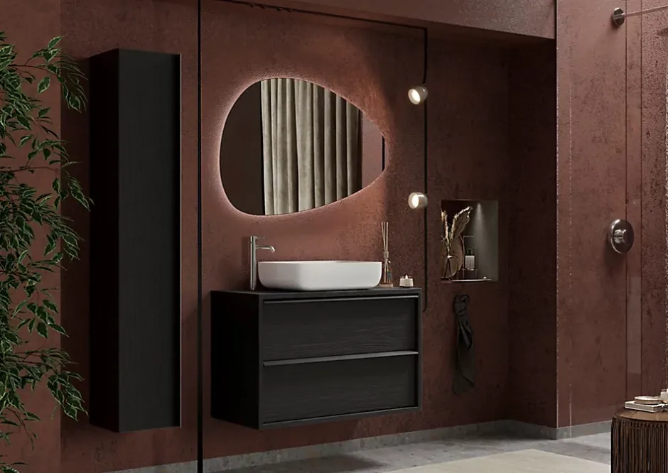 Autres Ensemble salle de bain STEEL noir frêne, en plusieurs dimensions - 79 cm