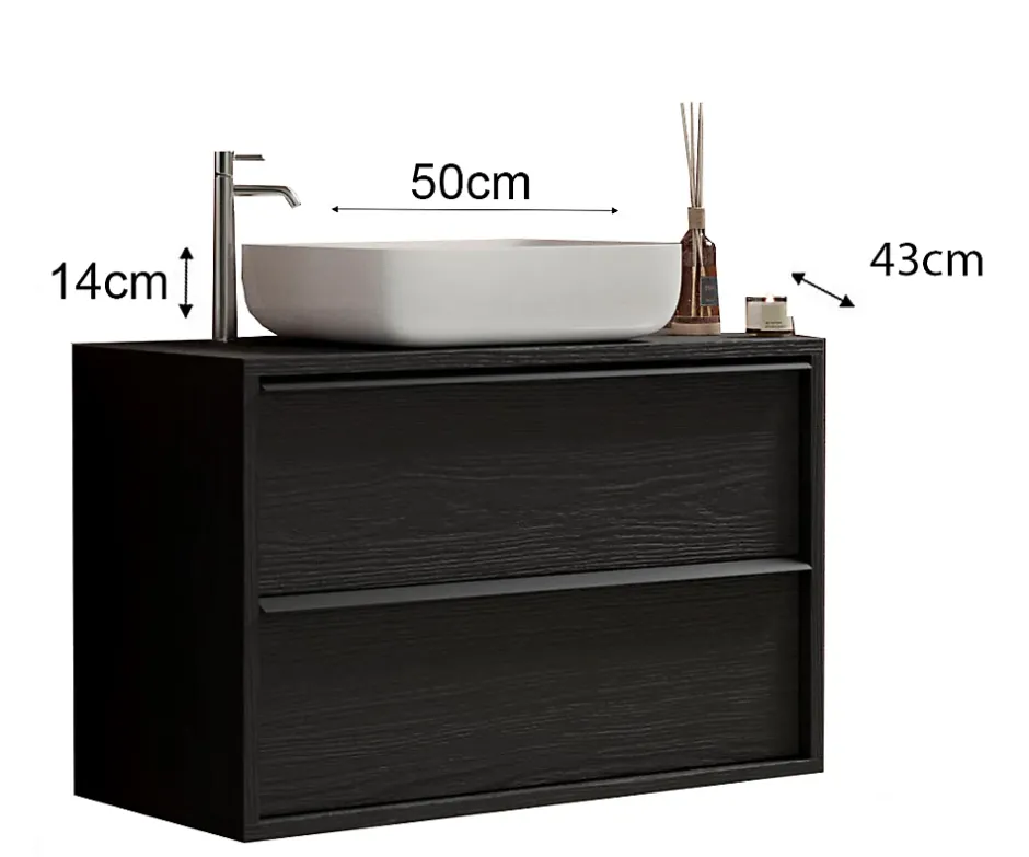 Autres Ensemble salle de bain STEEL noir frêne, en plusieurs dimensions - 79 cm