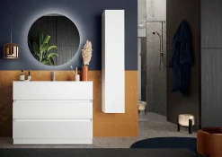 Autres Ensemble salle de bain START blanc brillant 101 x 86 x 47 cm* Meuble De Salle De Bains Faible Profondeur