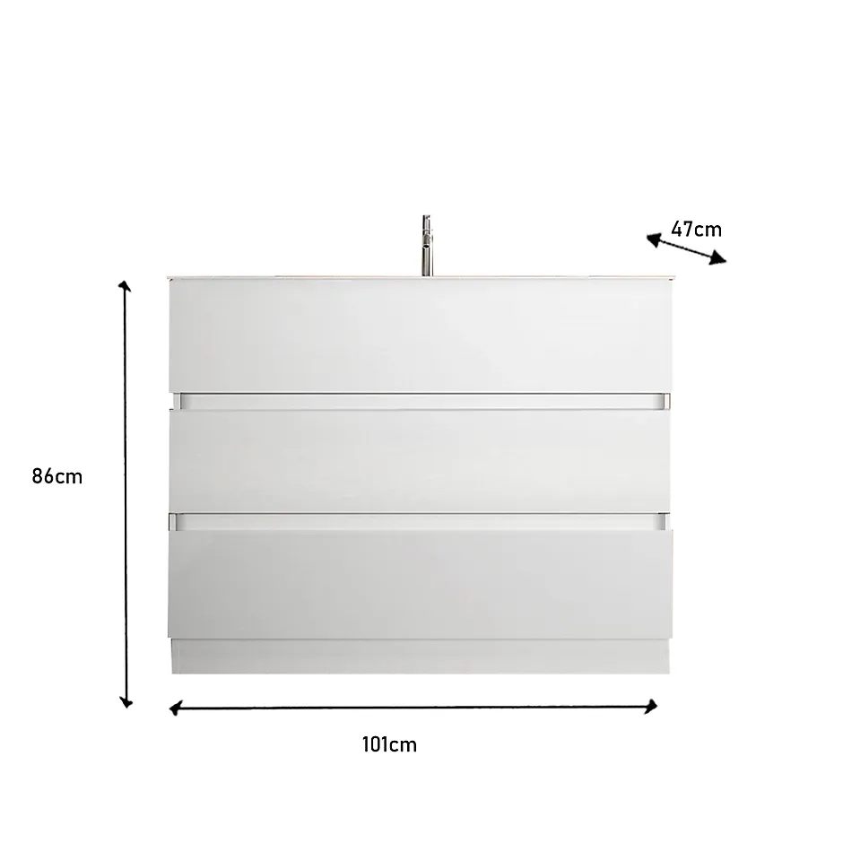 Autres Ensemble salle de bain START blanc brillant 101 x 86 x 47 cm* Meuble De Salle De Bains Faible Profondeur