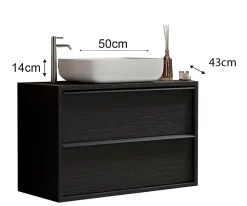 Autres Ensemble salle de bain STEEL noir frêne, en plusieurs dimensions - 92 cm