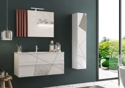 Autres Ensemble salle de bain VITTORIA blanc brillant, 101 x 53 x 47 cm* Meuble De Salle De Bains Faible Profondeur