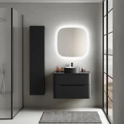 Ensemble salle de bains L. 84 cm meuble sous vasque + plan de toilette noir mat Alba* Meuble Buanderie