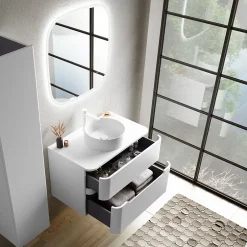 Ensemble salle de bains L. 84 cm meuble sous vasque + plan de toilette blanc mat Alba* Meuble Buanderie