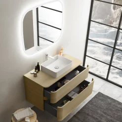 Ensemble salle de bains L. 104 cm meuble sous vasque + plan de toilette décor bois natuel Alba* Meuble Buanderie