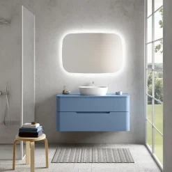 Ensemble salle de bains L. 119 cm meuble sous vasque + plan de toilette bleu mat Alba
