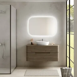 Ensemble salle de bains L. 119 cm meuble sous vasque + plan de toilette décor noyer Alba* Meuble Buanderie