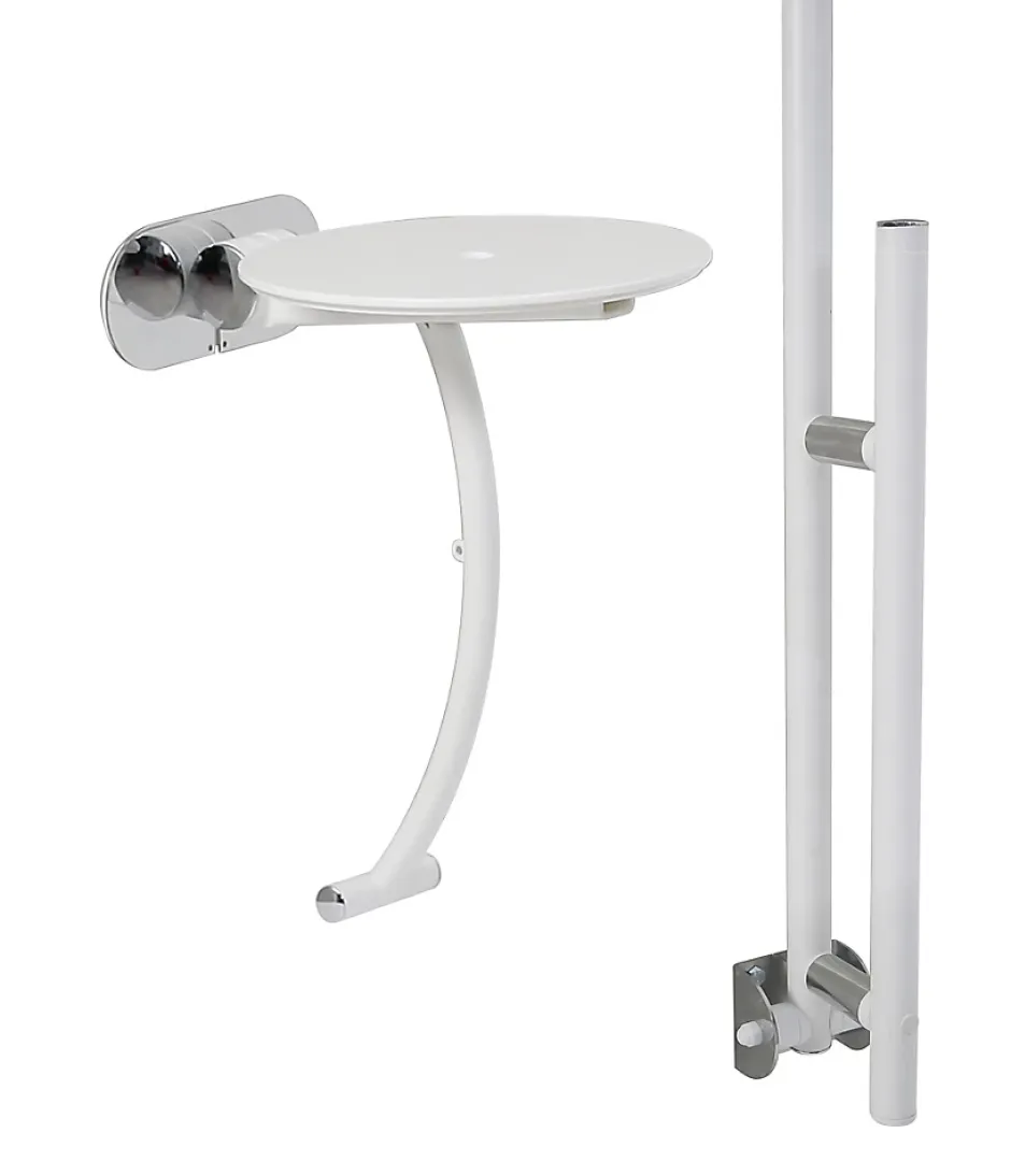 Ensemble siège + barre de maintien PMR pour douche Serenity coloris blanc