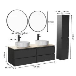 Mob-In Ensemble SORRENTO double vasque suspendu 120cm* Ensemble Meuble De Salle De Bains