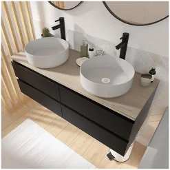 Mob-In Ensemble SORRENTO double vasque suspendu 120cm* Ensemble Meuble De Salle De Bains
