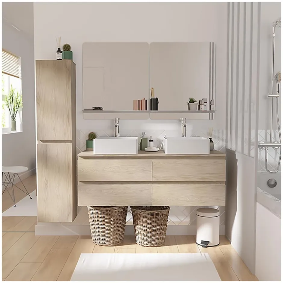 Mob-In Ensemble SORRENTO double vasque suspendu 120cm* Ensemble Meuble De Salle De Bains