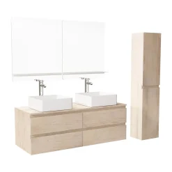 Mob-In Ensemble SORRENTO double vasque suspendu 120cm* Ensemble Meuble De Salle De Bains