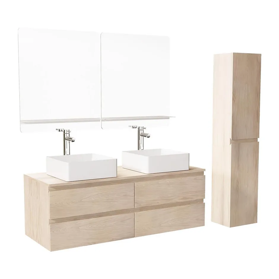 Mob-In Ensemble SORRENTO double vasque suspendu 120cm* Ensemble Meuble De Salle De Bains
