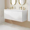 GoodHome Ensemble sous vasque + plan vasque résine l.120 cm, blanc mat, Levanna* Meuble Vasque