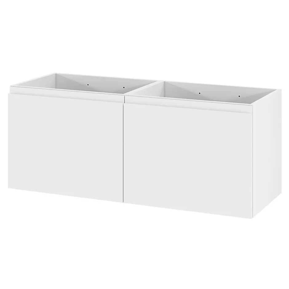 GoodHome Ensemble sous vasque + plan vasque résine l.120 cm, blanc mat, Levanna* Meuble Vasque