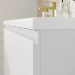 GoodHome Ensemble sous vasque + plan vasque résine l.120 cm, blanc mat, Levanna* Meuble Vasque