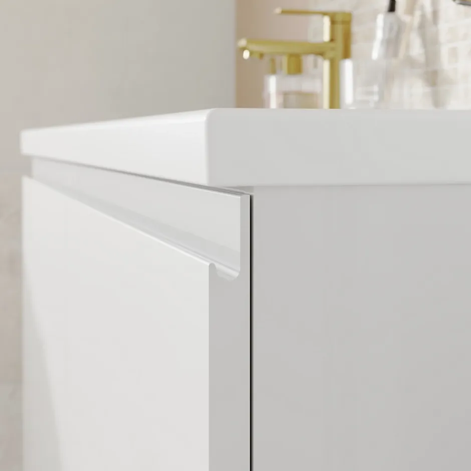 GoodHome Ensemble sous vasque + plan vasque résine l.120 cm, blanc mat, Levanna* Meuble Vasque