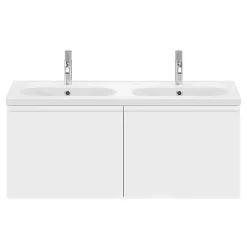 GoodHome Ensemble sous vasque + plan vasque résine l.120 cm, blanc mat, Levanna* Meuble Vasque