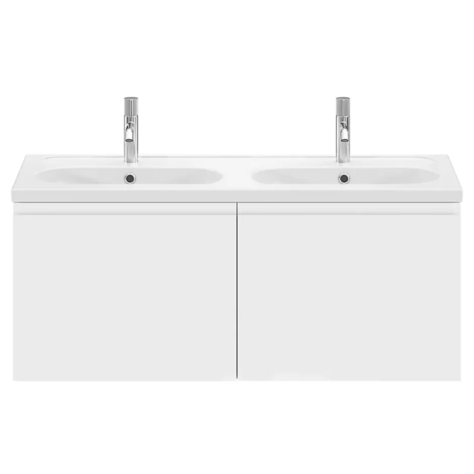GoodHome Ensemble sous vasque + plan vasque résine l.120 cm, blanc mat, Levanna* Meuble Vasque