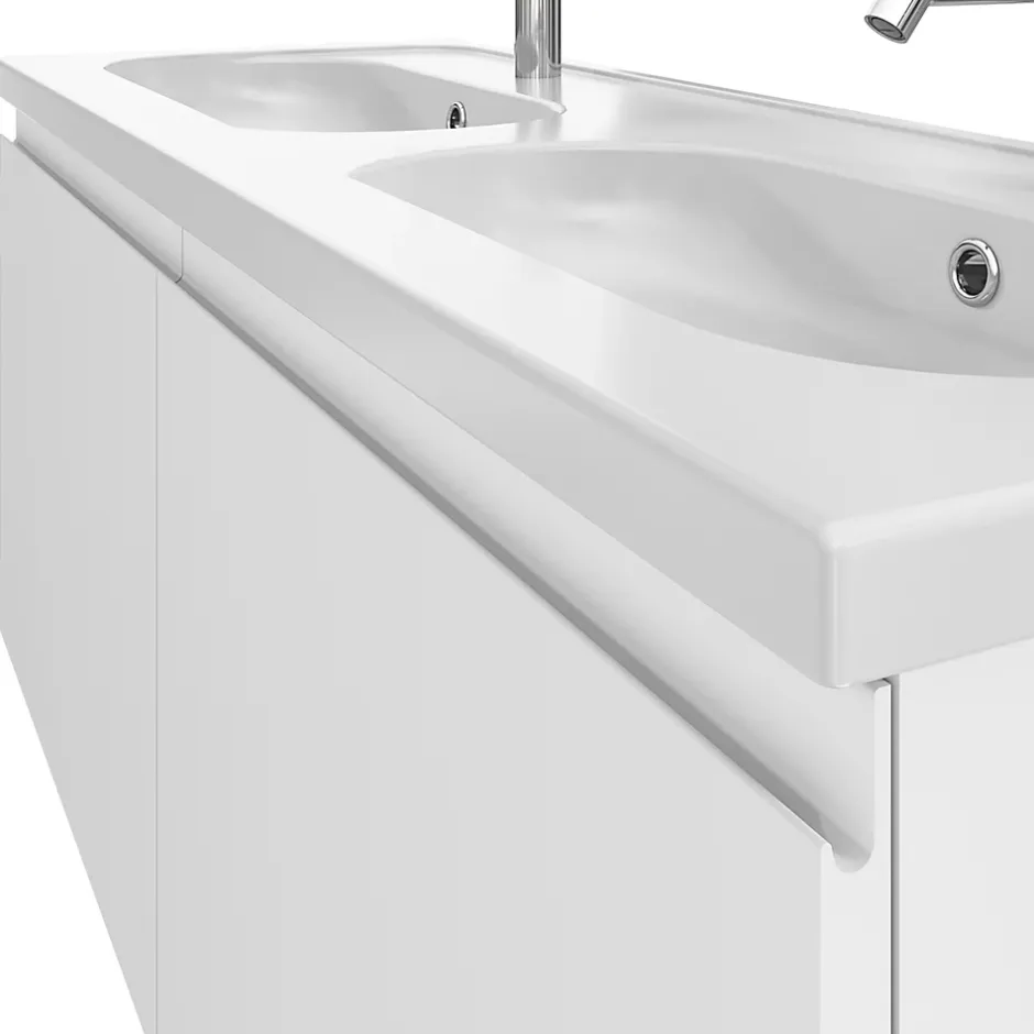 GoodHome Ensemble sous vasque + plan vasque résine l.120 cm, blanc mat, Levanna* Meuble Vasque