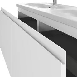 GoodHome Ensemble sous vasque + plan vasque résine l.120 cm, blanc mat, Levanna* Meuble Vasque