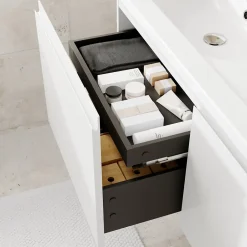 GoodHome Ensemble sous vasque + plan vasque résine l.120 cm, blanc mat, Levanna* Meuble Vasque