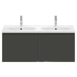 GoodHome Ensemble sous vasque + plan vasque résine l.120 cm, gris anthracite, Levanna* Meuble Vasque