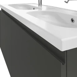 GoodHome Ensemble sous vasque + plan vasque résine l.120 cm, gris anthracite, Levanna* Meuble Vasque