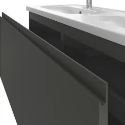 GoodHome Ensemble sous vasque + plan vasque résine l.120 cm, gris anthracite, Levanna* Meuble Vasque