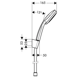 Hansgrohe Ensemble support mural et douchette Vario avec flexible de douche 125 cm chromé Croma 100* Pommeau De Douche, Flexible Et Barre De Douche