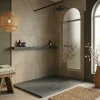 Ceramia Essential 140x80 cm receveur de douche rectangulaire à poser SMC avec surface effet pierre, gris foncé (CERAES14080DG)