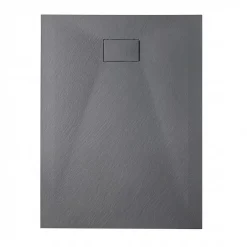 Ceramia Essential 140x80 cm receveur de douche rectangulaire à poser SMC avec surface effet pierre, gris foncé (CERAES14080DG)