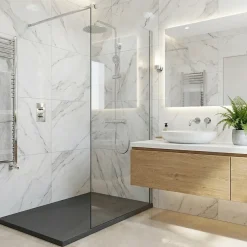 Ceramia Essential 120x90 cm receveur de douche rectangulaire à poser SMC avec surface effet pierre, gris foncé (CERAES12090DG)* Receveur De Douche