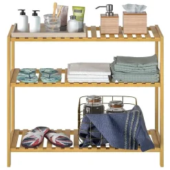 Nature Pro Etagere de Rangement Bambou - Niveaux Reglables en Hauteur - Cuisine Salle de bain Salon