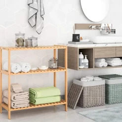 Nature Pro Etagere de Rangement Bambou - Niveaux Reglables en Hauteur - Cuisine Salle de bain Salon