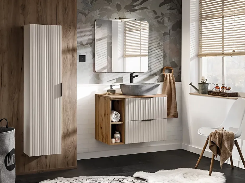 Furnidea Etagère - extension de salle de bain suspendue XILO CHÊNE 20 cm* Etagère Salle De Bains