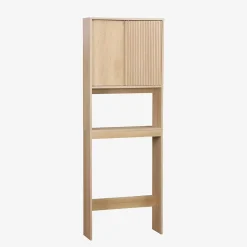 Sweeek Etagère / Meuble WC Linear avec portes coulissantes. 3 espaces de rangement. naturel. 64 x 20 x 180 cm* Meuble Wc