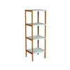 MSV Etagère 4 Niveaux Bambou MDF Blanc* Etagère Salle De Bains