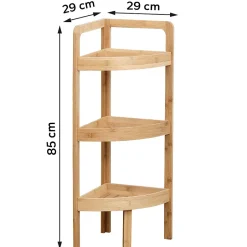 Tendance Etagère d'angle 3 niveaux en bambou - - Meuble de salle de bain - Noir - Aspect bois - A encastrer* Etagère Salle De Bains