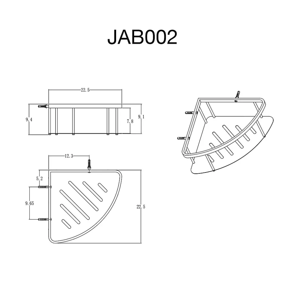 Poalgi Etagère de douche d'angle or brossé Inox S304 SKY BATH