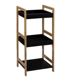 5Five Etagère de rangement 3 niveaux en Bambou et Bois Noir H 80 cm