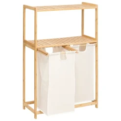 Five Simply Smart Etagère de salle de bain bambou avec panier à linge double compartiments, Tidy Box