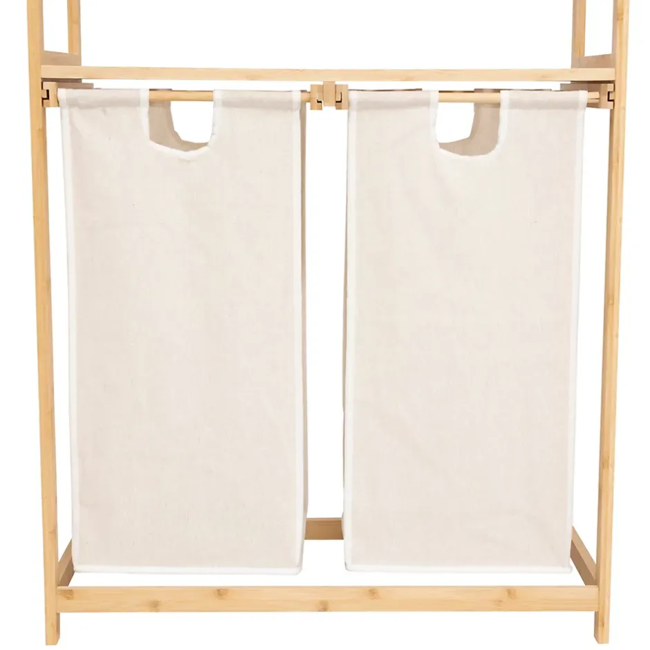 Five Simply Smart Etagère de salle de bain bambou avec panier à linge double compartiments, Tidy Box