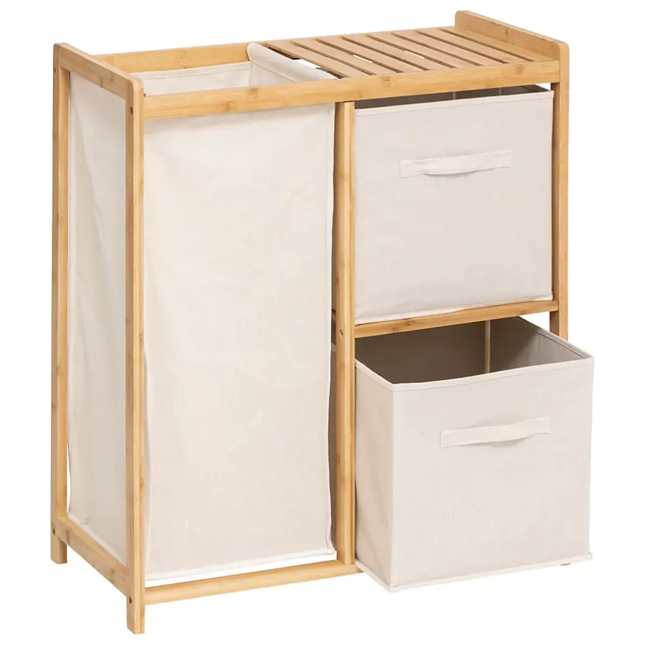 Five Simply Smart Etagère de salle de bain bambou avec panier à linge, Tidy Box