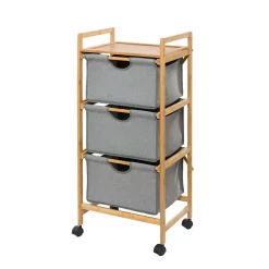 Wenko Etagère de salle de bain en bambou 3 Tiroirs - H. 96 cm* Etagère Salle De Bains
