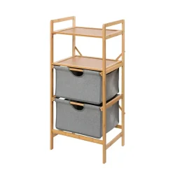 Wenko Etagère de salle de bain en bambou 2 Tiroirs - H. 96 cm